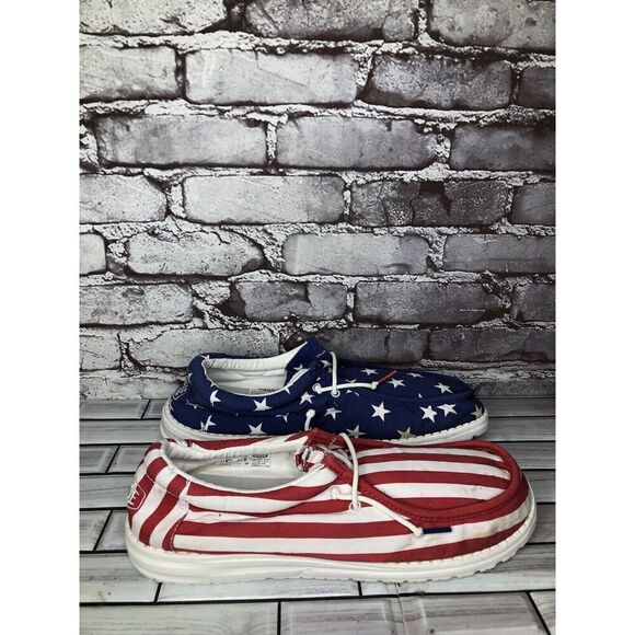 Hey Dude Wally Patriotic American Flag Casual Slip On Men Sz 12M US/45 USA - Picture 4 of 16